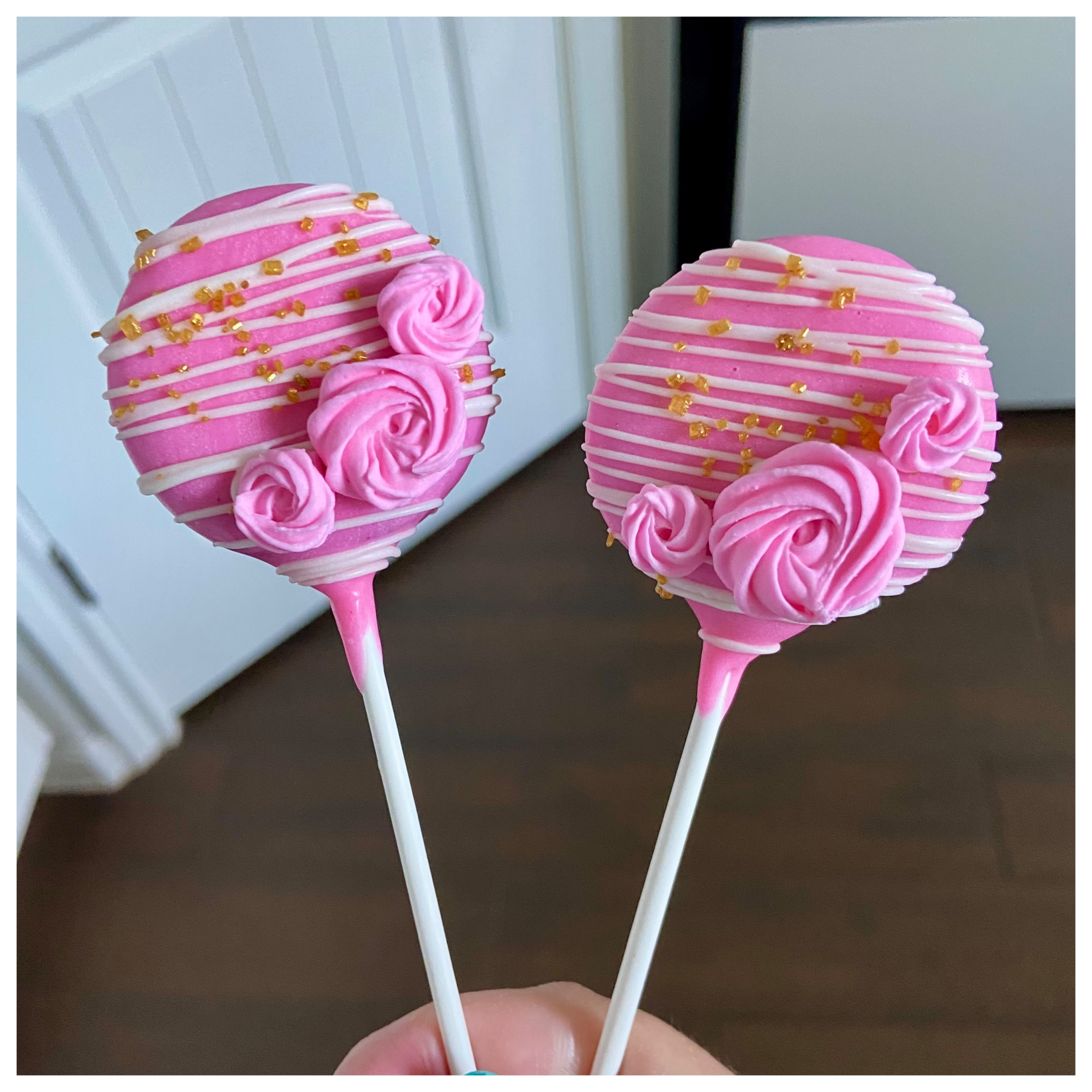 Bright Pink Rosette Cake Pops