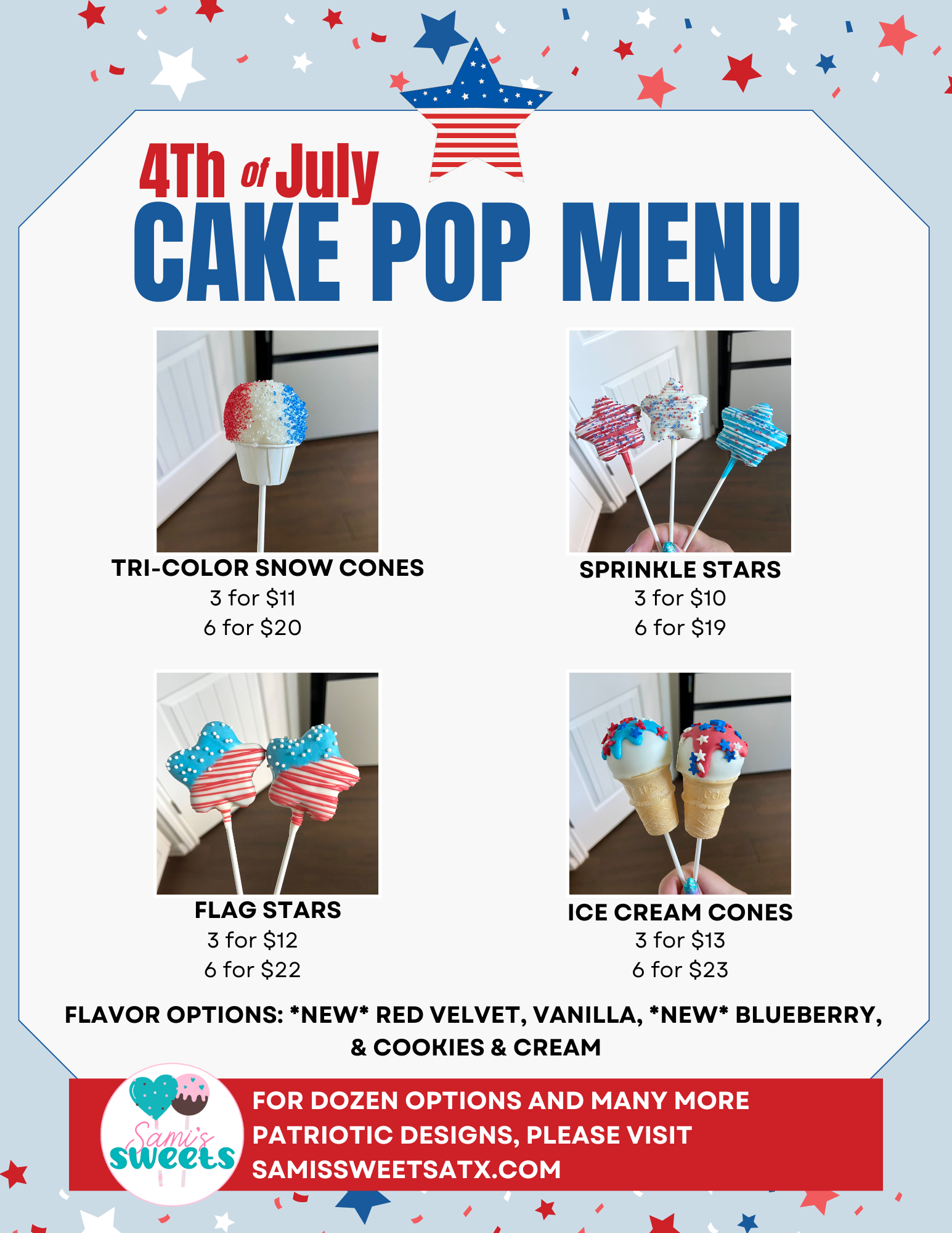 Fourth of July Cake Pop Preorder from 2025