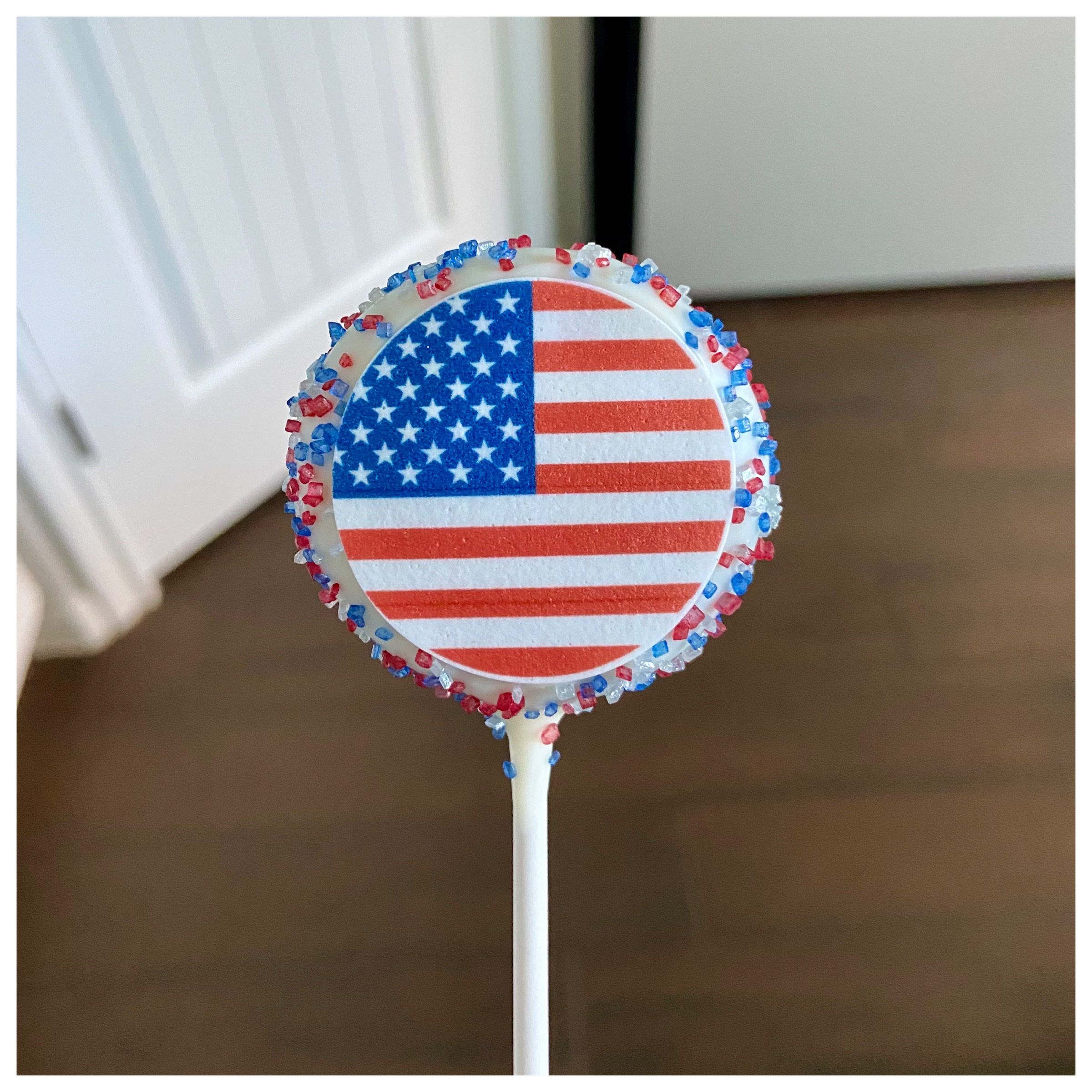 American Flag Edible Image Cake Pops