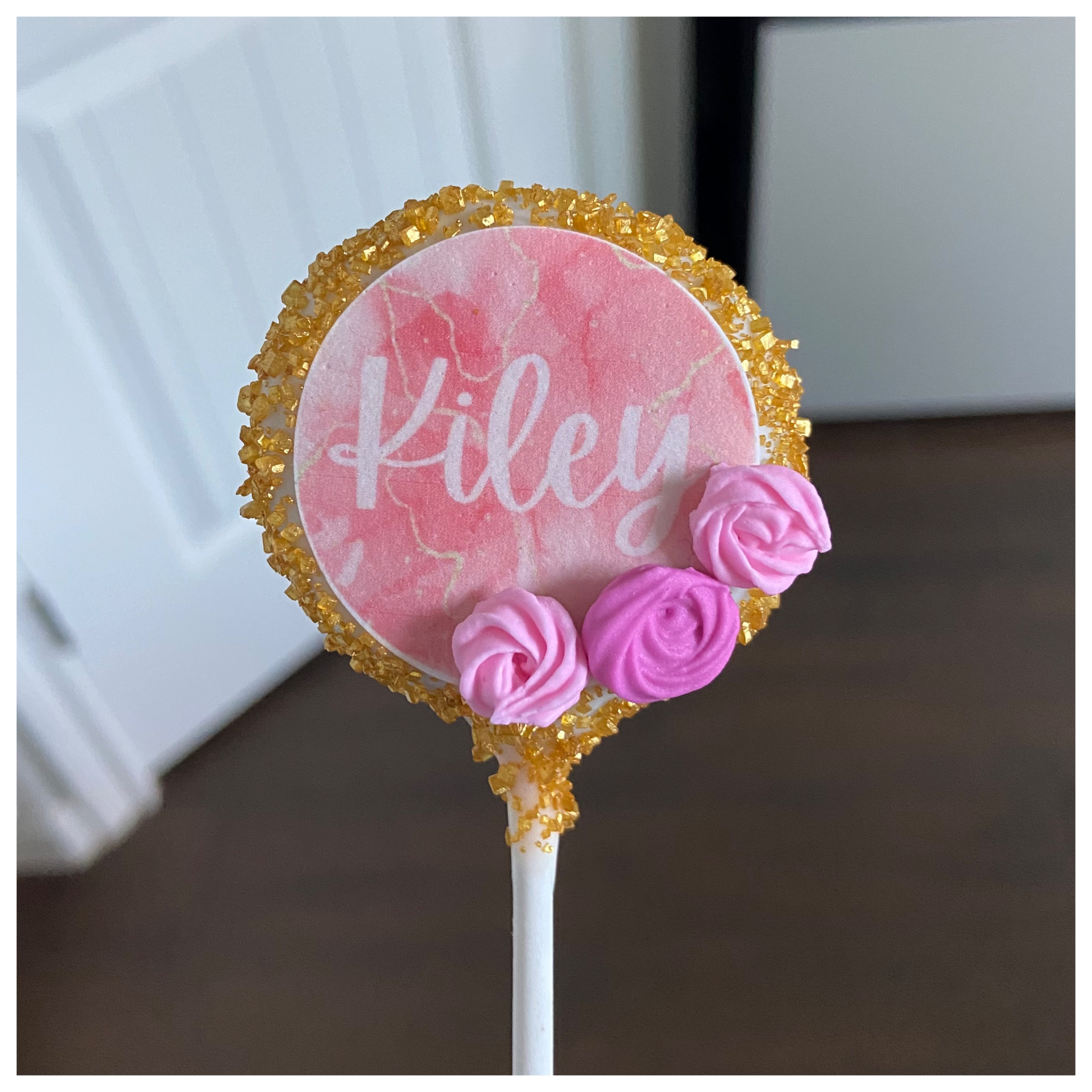 Custom Name Cake Pop with Rosettes