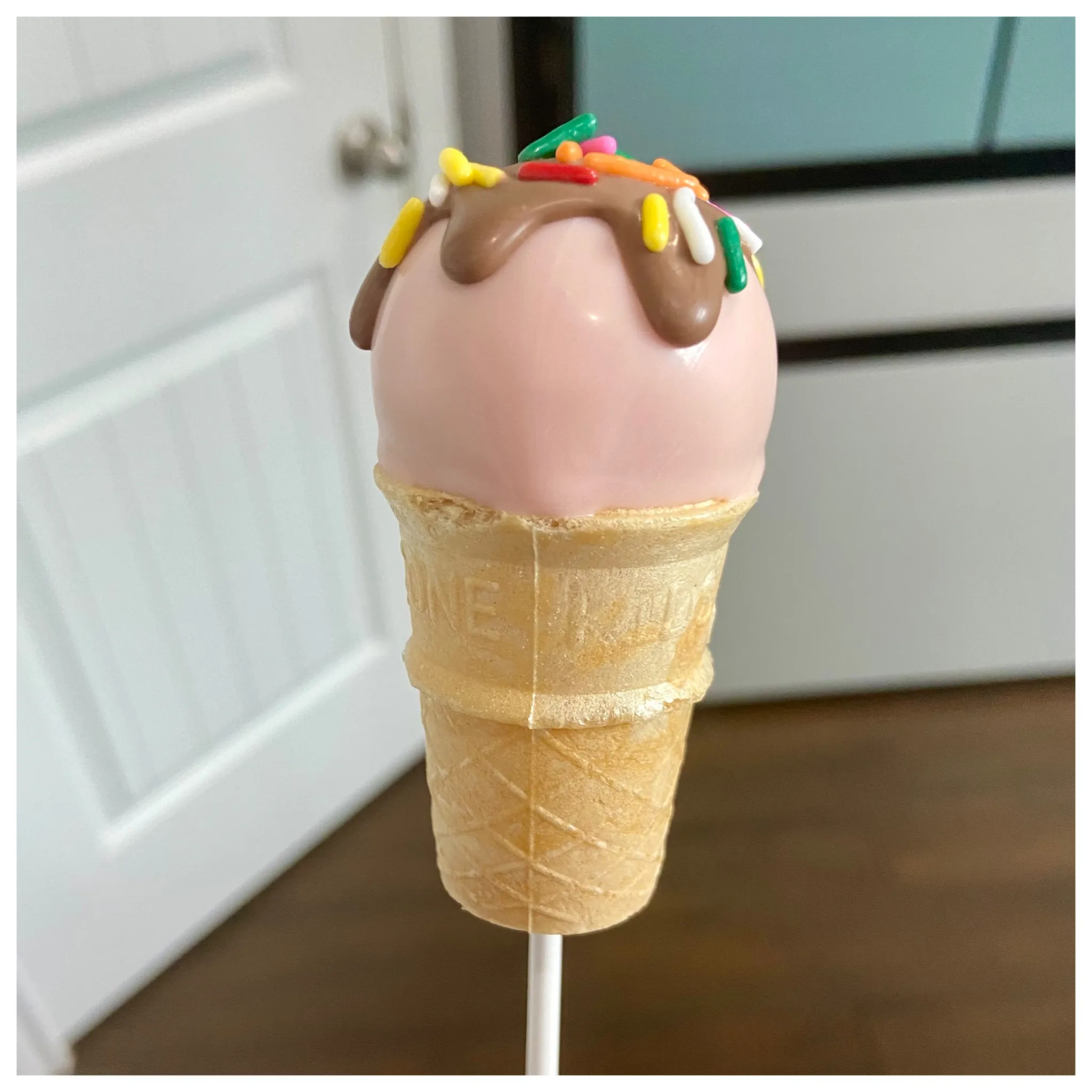 Pink Ice Cream Cone Cake Pop